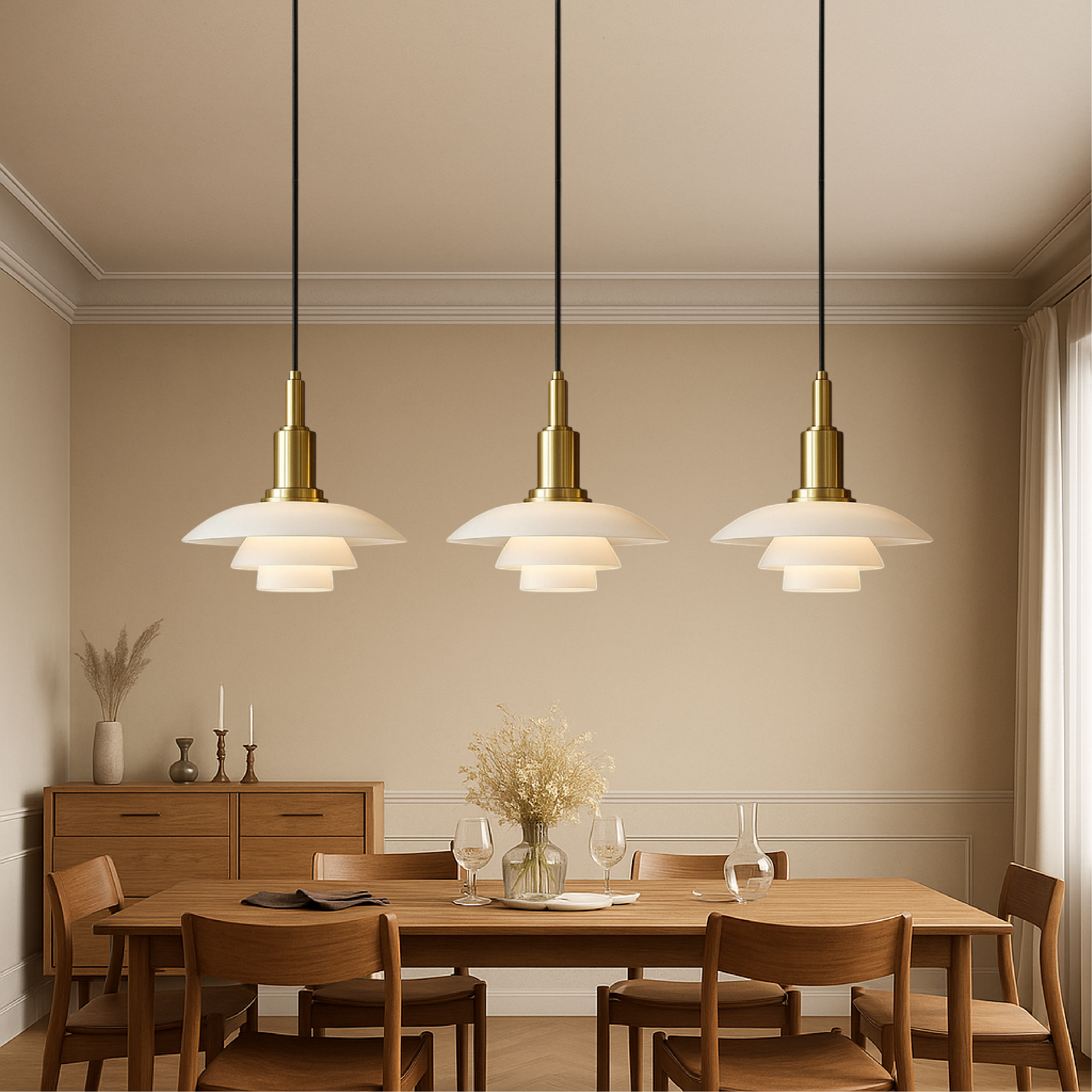 Danish Pendant Light Adjustable Multi-Head Hanging Lamp