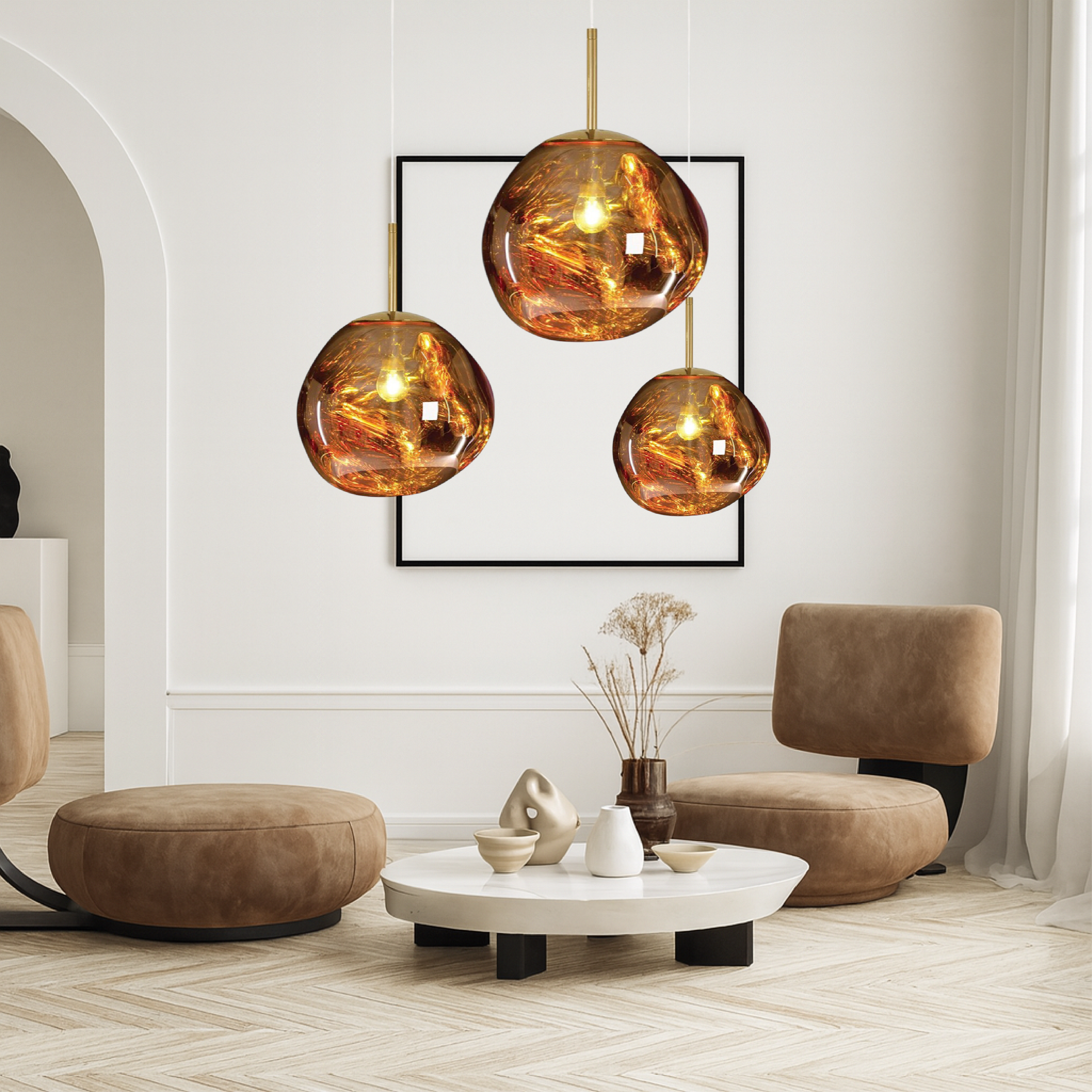 Melt Glass Pendant Light Adjustable Hanging Fixture